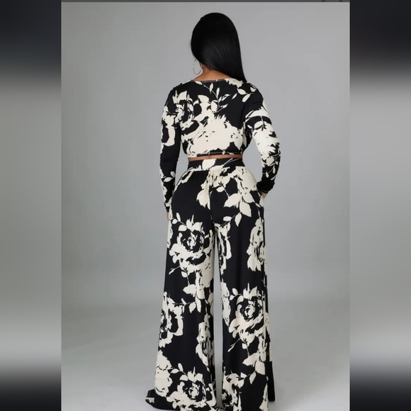 Black Roses Pants Set - Picture 3 of 5